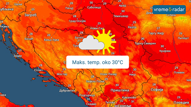 Temperatura u ponedeljak i utorak