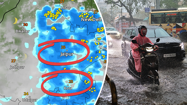 Heavy rains lash parts of Rajasthan today. 