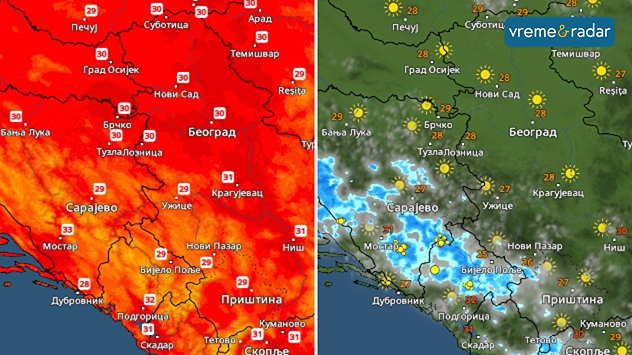 Temperatura i vreme početkom sedmice