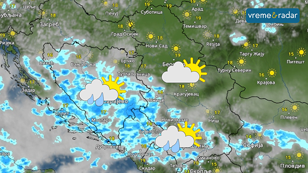 Ponegde kiša i pljuskovi