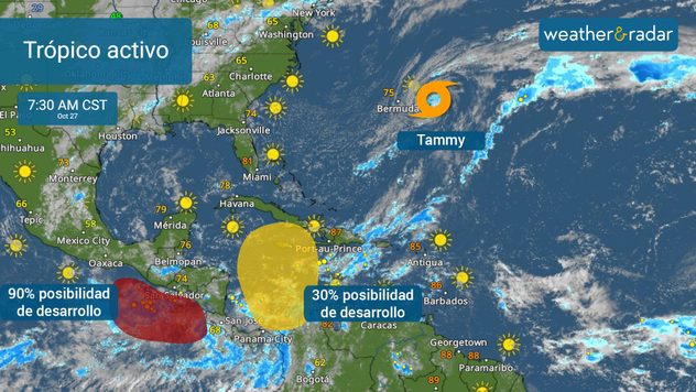 Probabilidad de desarrollo tropical durante los próximos 7 días. 