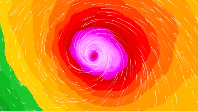 Die Wetterkarte zeigt das Sturmfeld von Hurrikan HUMBERTO.