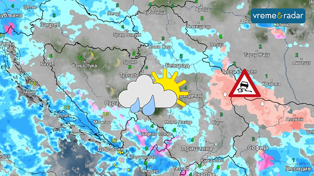 Oblaci i padavine u sredu