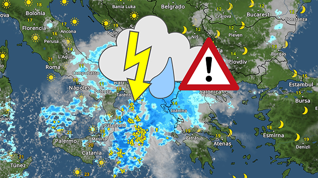 Las regiones más inestables son el sur de Italia, Albania y el oeste de Grecia, donde se esperan fuertes precipitaciones y tormentas eléctricas en las próximas 48 horas.