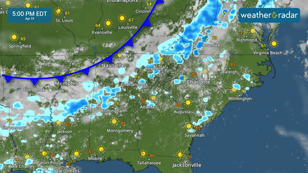 A cold front starts to fizzle out, some scattered strong to severe storms are possible across the South. 
