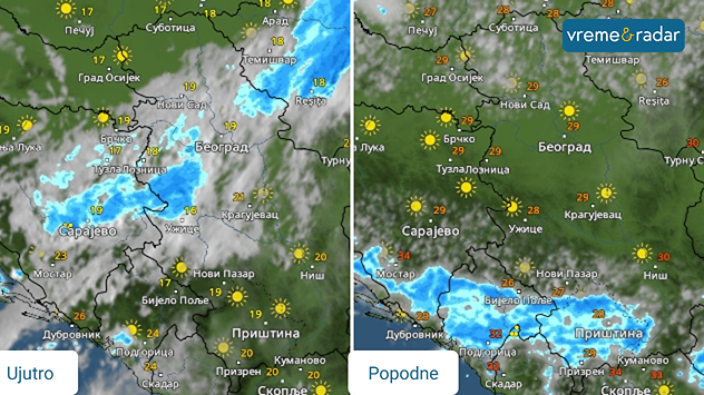 Ponegde kiša u utorak