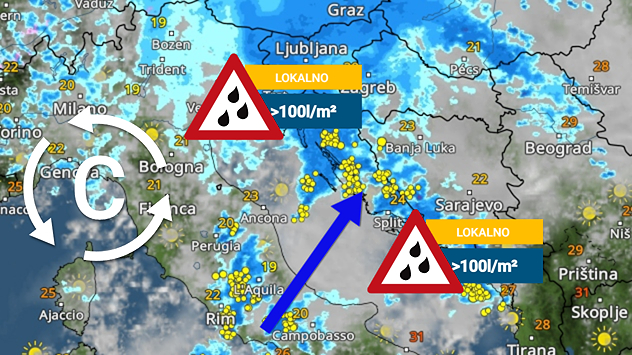Upozorenje na nevrijeme i obilnu kišu