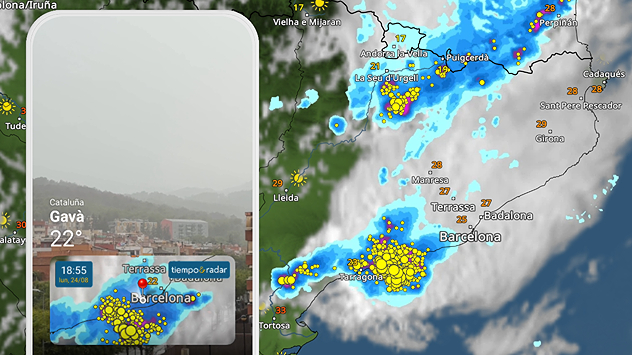 La inestabilidad del lunes dejó imágenes impactantes en el noreste peninsular, especialmente en Cataluña, donde se formaron chubascos y tormentas descomunales.
