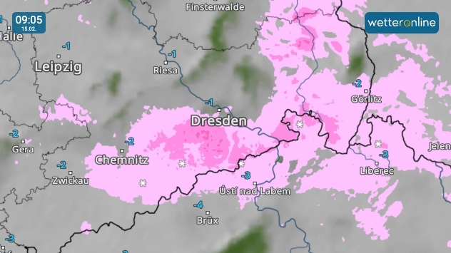 WetterRadar zeigt den Schnee