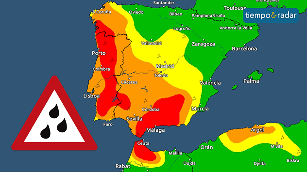 La alerta roja se extiende en Andalucía ante precipitaciones intensas. 