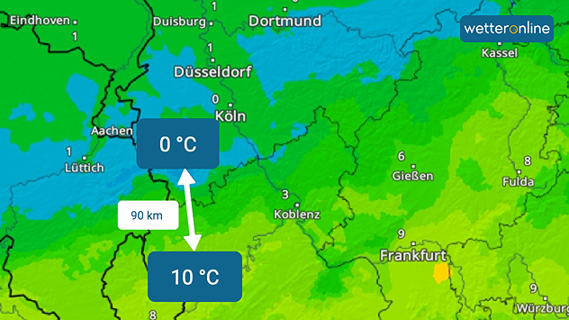 Das TemperaturRadar zeigt große Unterschiede.