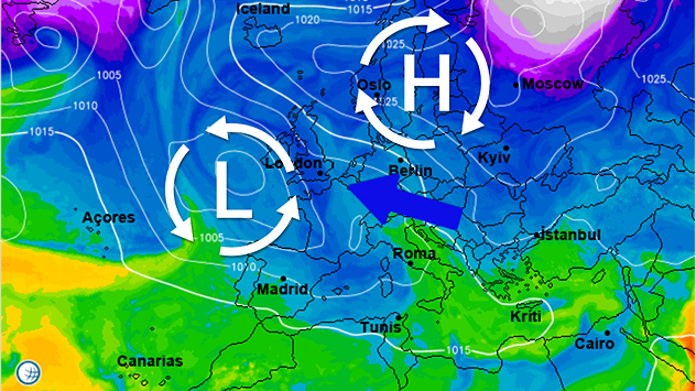 Vlak voor en tijdens de kerstdagen zoekt de wind de oosthoek op. Oorzaak is een opbouwend hogedrukgebied boven Scandinavië.