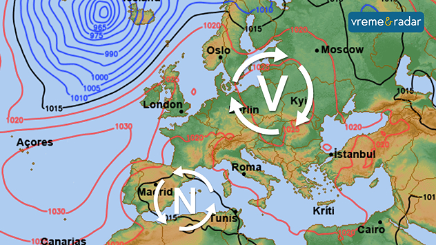 Ciklon i anticiklon u Evropi