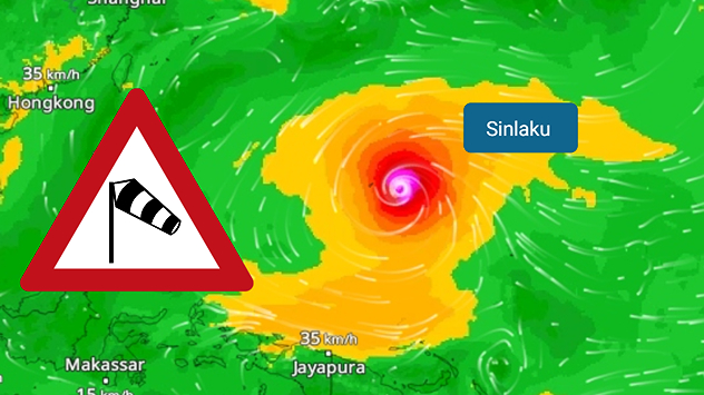 Se ha formado un tifón extremadamente fuerte entre Indonesia y Filipinas.&nbsp; La tormenta Sinlaku se dirige hacia las Islas Marianas en las próximas horas, con rachas de viento de más de 300 kilómetros por hora, acompañadas de fuertes lluvias y peligrosas marejadas ciclónicas.