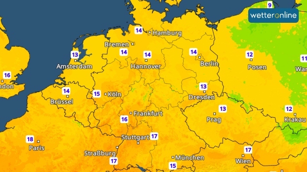 Sonntagmorgen werden es verbreitet um 15 Grad