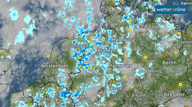 WetterRadar mit Schauern und Gewittern
