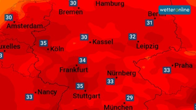 Erste Prognosen zeigen für den Start in die nächste Woche Spitzenwerte jenseits der 35 Grad an. 