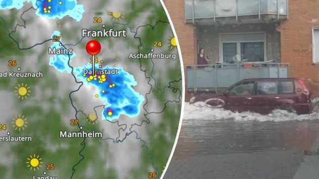 Unwetter in südhessischen Pfungstadt - WetterRadar zeigt Gewitter