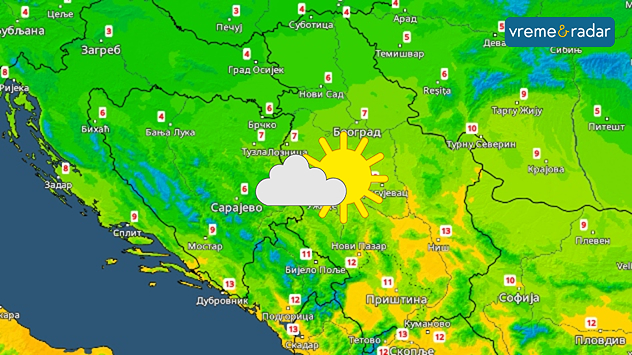 Temperatura u ponedeljak