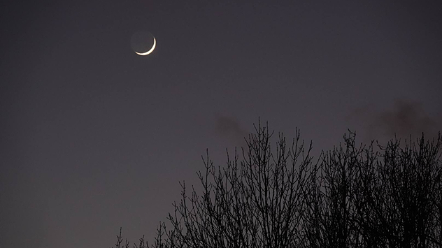 Die schmale Sichel des zunehmenden Mondes ist gerade mal 2 1/2 Tage jung, - am 29. Januar war Neumond.