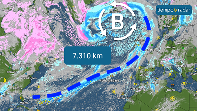En el radar del tiempo se dibuja como una línea de precipitación continua. 