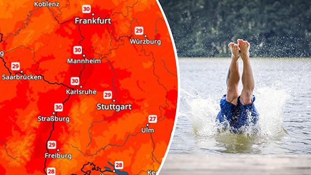 TemperaturRadar Sprung in den See