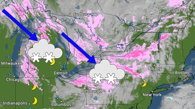 Actualmente, se está produciendo un interesante fenómeno meteorológico en los Grandes Lagos, al norte de los Estados Unidos.