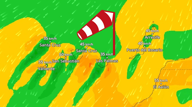Weltweites WindRadar: Auf den Kanaren weht ein kräftiger Nordostwind.