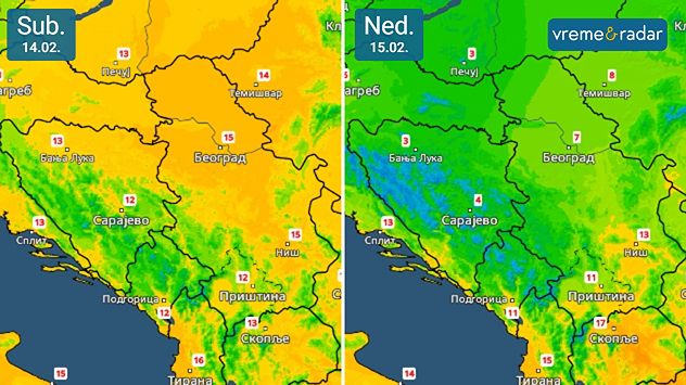 Toplo u subotu, zahlađenje u nedelju