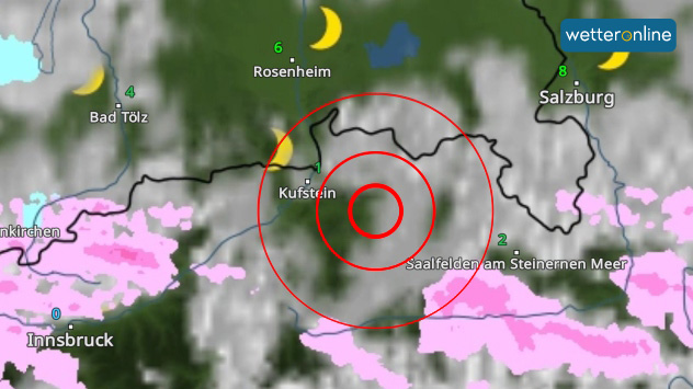 WetterRadar mit Epizentrum des Bebens