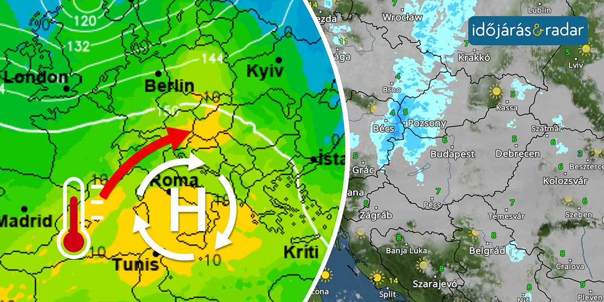 Hőmérsékleti térkép 850hPa-on