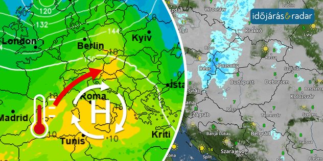 Hőmérsékleti térkép 850hPa-on