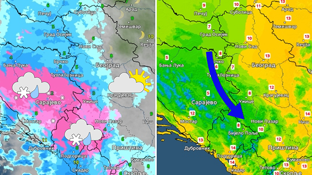 Promena vremena u utorak