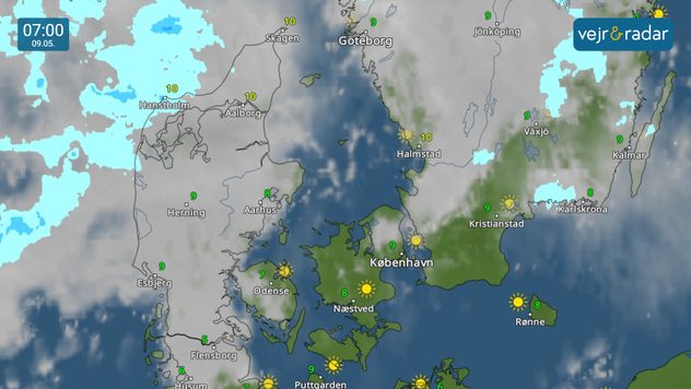 VejrRadar torsdag 09.05.2024