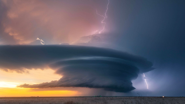 incredible supercell with lightning