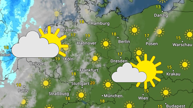 WetterRadar am Sonntag: Viele Wolken im Westen, mehr Sonne im Osten