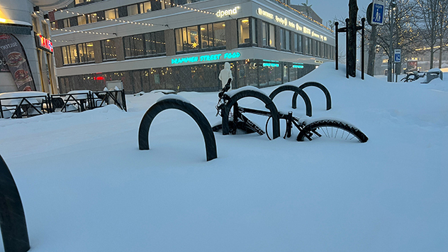 Schnee im Süden Norwegens rund um Oslo