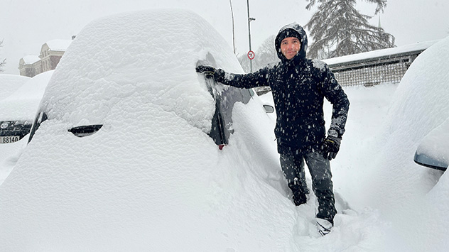 Schneemassen in Drammen bei Oslo