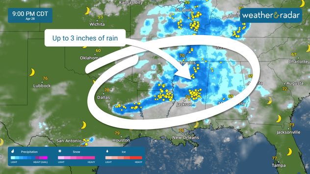 Una precipitación de hasta 7,6 cm podría provocar algunas inundaciones.