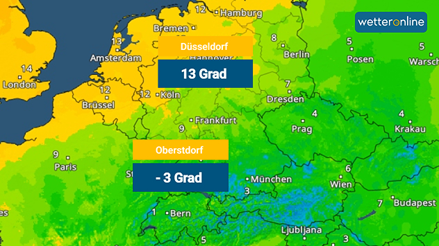 TemperaturRadar von Dienstagmorgen