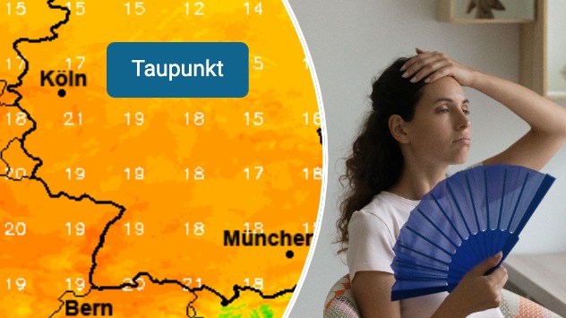Der Taupunkt liegt in der Südwesthälfte Deutschlands in den kommenden Tagen bei 17 bis 22 Grad