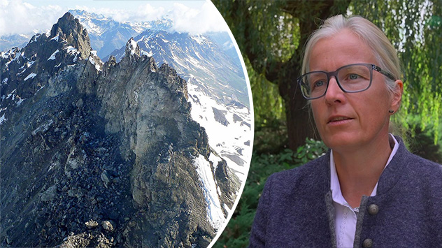 Berge mit Schnee bedeckt und Person