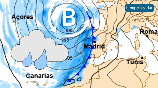 Una borrasca arrojará frentes activos cargados de precipitación. 