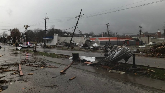 Schäden nach einem Unwetter mit möglichem Tornado in Hopkinsville in Kentucky