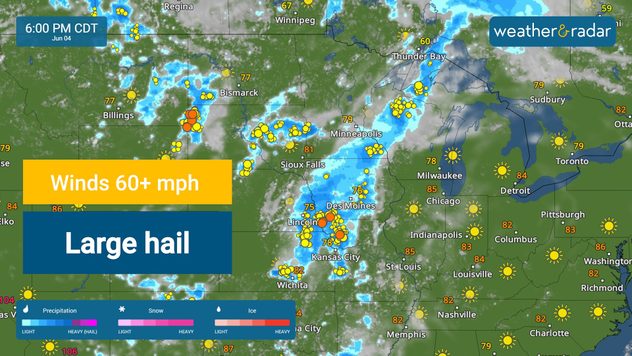 Storms capable of producing large-to-very-large hail and damaging wind gusts developing today across portions of the northern High Plains, northern Nebraska, and much of South Dakota.