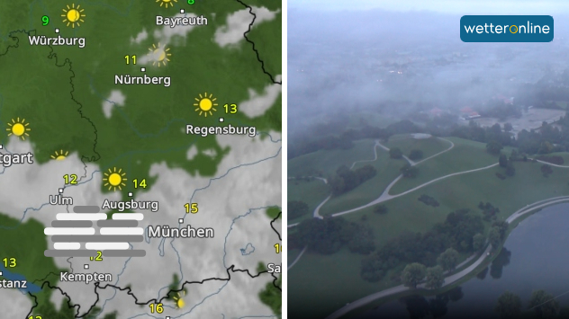 WetterRadar für Süddeutschland und Webcam-Bild aus München