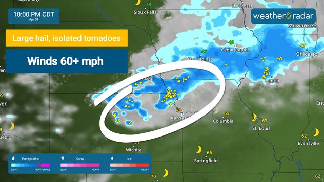 Damaging winds, large hail and isolated tornadoes possible this afternoon and evening.