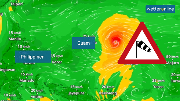 Der Taifun befindet sich noch mitten im Meer, zieht aber auf die Marianen und Guam zu. Die Inselgruppen werden laut Prognose ab Sonntagabend getroffen. Es wäre bereits der zweite Taifun in diesem Jahr. Erst im April hat Taifun SINLAKU dort gewütet, die Aufräumarbeiten sind noch immer in vollem Gange. 