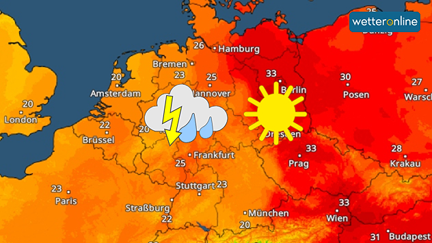 TemperaturRadar für Mittwoch
