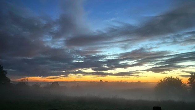 Valley fog forming in the evening in North Yorkshire